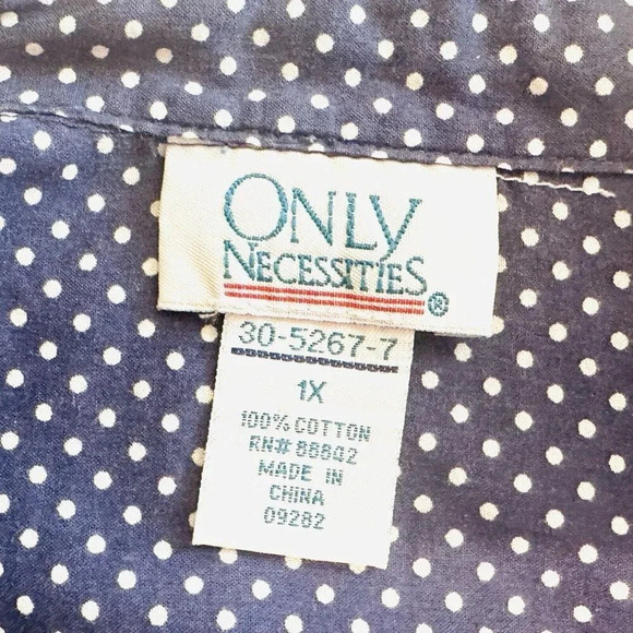 ONLY NECESSITIES Women Short Sleeve Button Down Polka-Dots Blue Shirt Size 1X - Picture 12 of 13